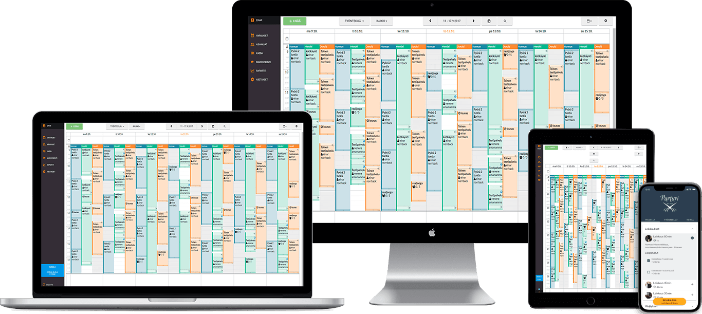 Calendario de Slotti mostrado en múltiples dispositivos diferentes.