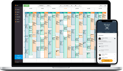 Calendario de Slotti mostrado en una computadora portátil y un dispositivo móvil.